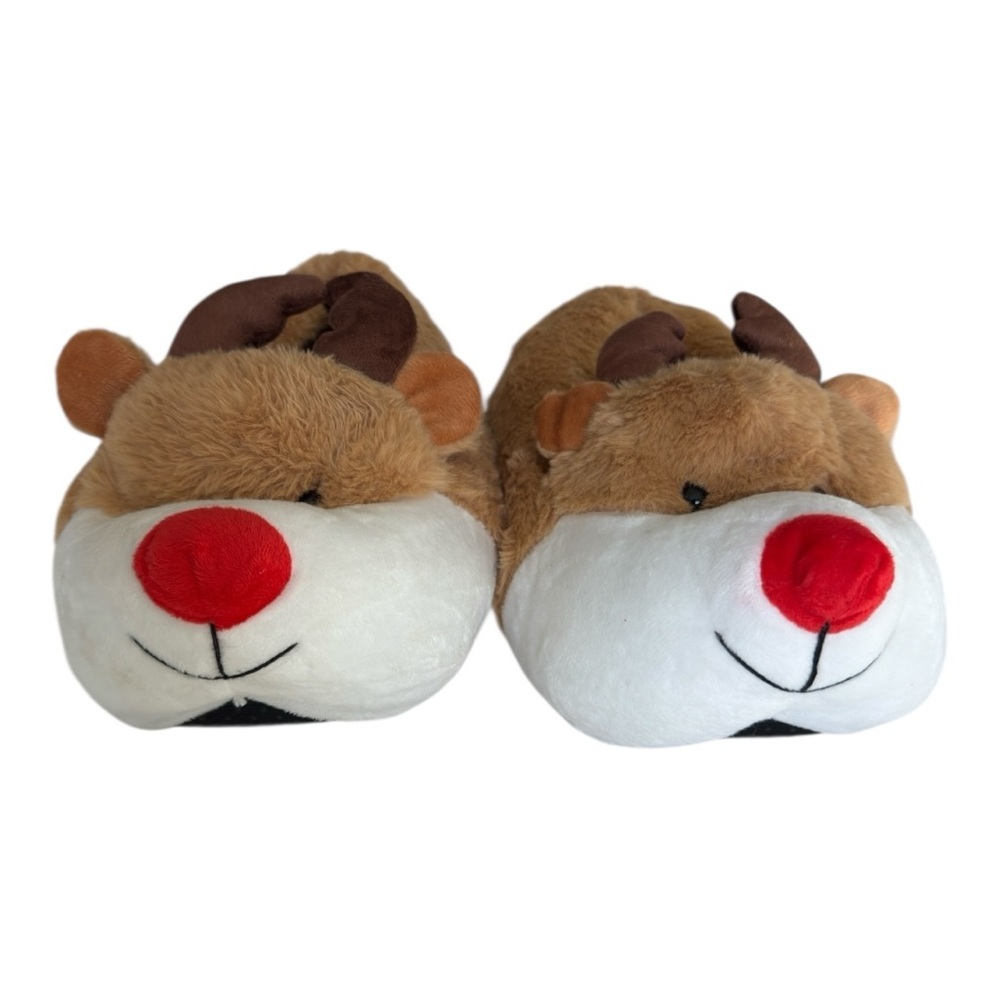 Reindeer Plush Slippers w/ Antlers New 3/$15 ✨ - Picture 3 of 5